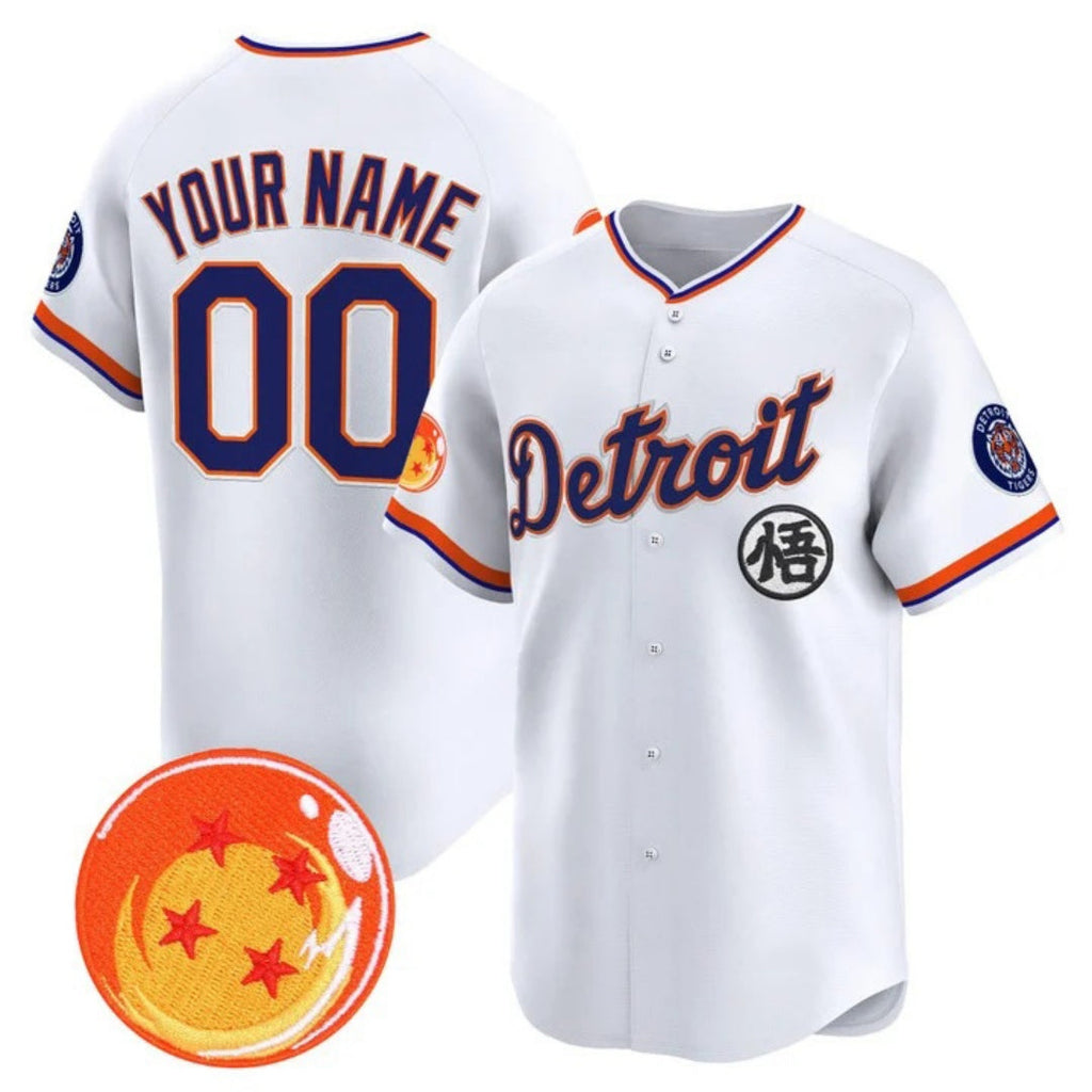 Custom Detroit Tigers x Dragon Ball White Vapor Premier Limited Jersey - All Stitched Baseball Jersey