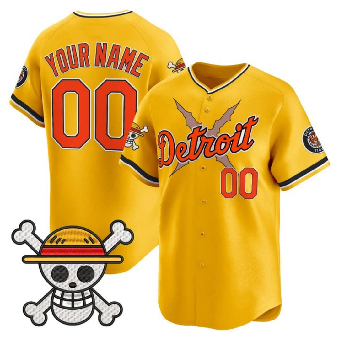 Custom Detroit Tigers x One Piece Gold Vapor Premier Limited Jersey - Stitched Baseball Jersey