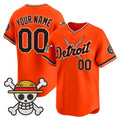 Custom Detroit Tigers x One Piece Orange Vapor Premier Limited Jersey - Stitched Baseball Jersey