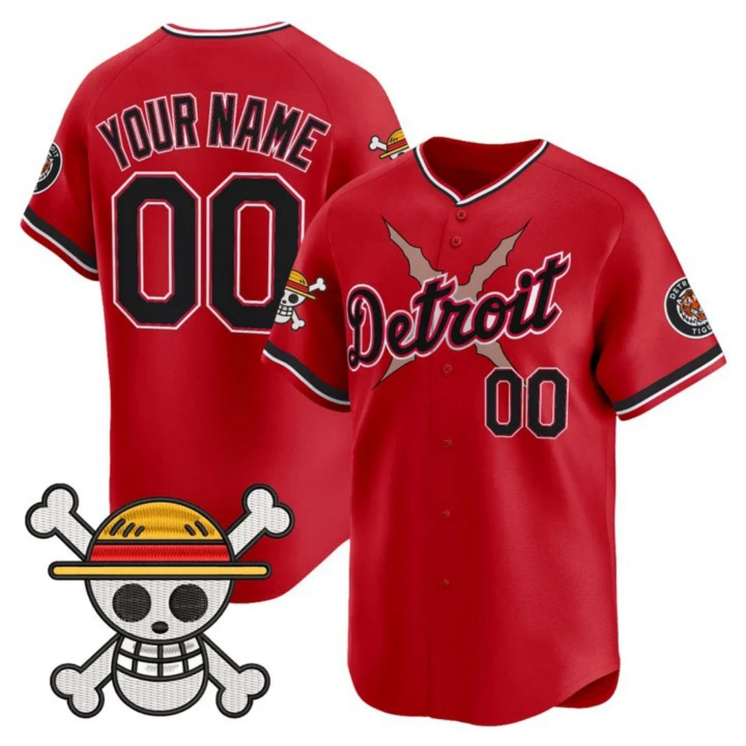 Custom Detroit Tigers x One Piece Red Vapor Premier Limited Jersey - Stitched Baseball Jersey