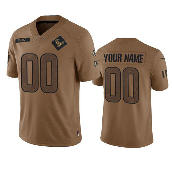 Custom H.Texans Active Player 2023 Brown Salute To Service Limited Stitched Jersey