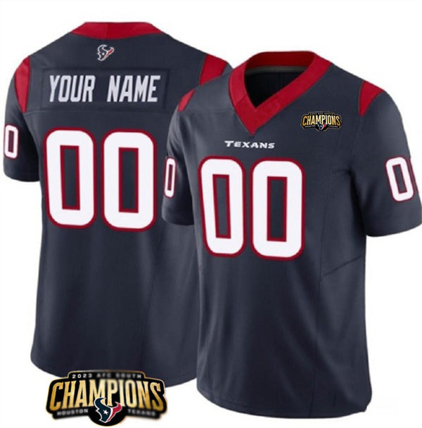 Custom H.Texans Active Player Navy 2023 F.U.S.E. AFC South Champions Patch Vapor Limited Stitched Jersey