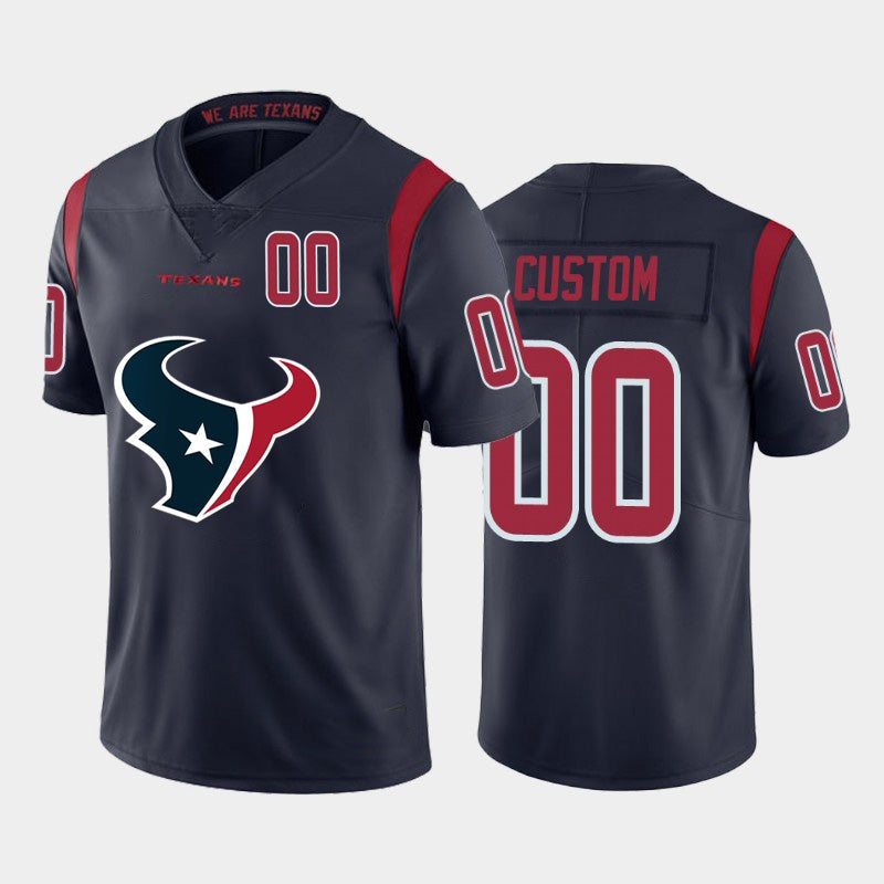 Custom H.Texans Navy Team Big Logo Number Color Rush Limited Jersey