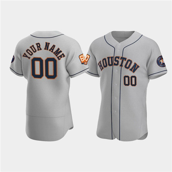 Custom Houston Astros Active Player Gray 60th Anniversary Flex Base Stitched Baseball Jersey