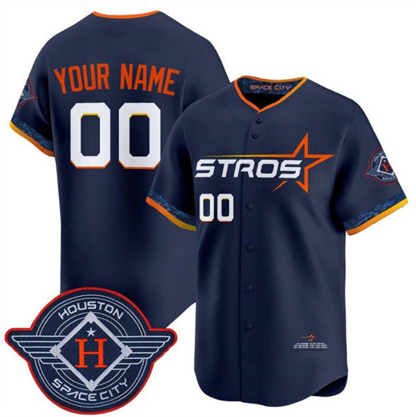 Custom Houston Astros Active Player Navy 2025 City Connect Limited Stitched Baseball Jersey