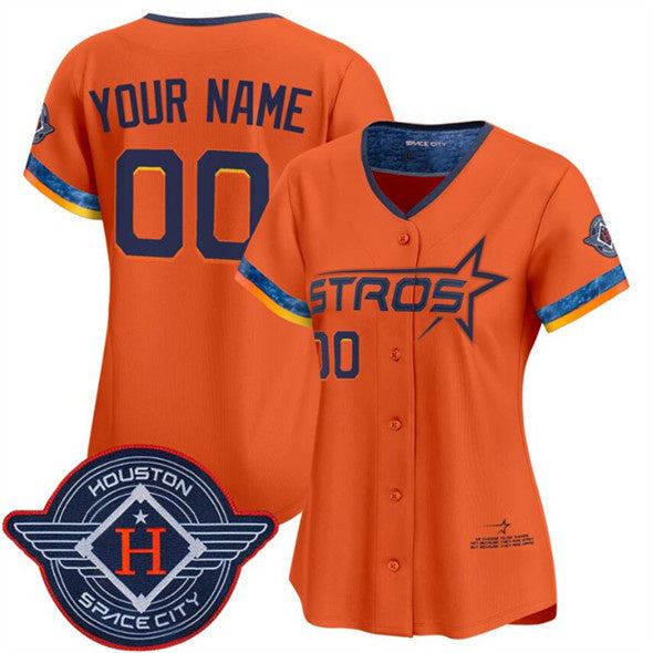 Custom Houston Astros Active Player Orange 2025 City Connect Limited Stitched Baseball Jersey