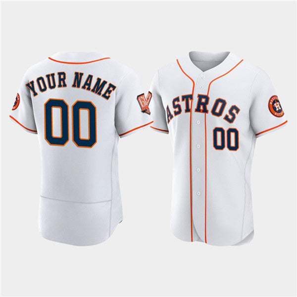Custom Houston Astros Active Player White 60th Anniversary Flex Base Stitched Baseball Jersey