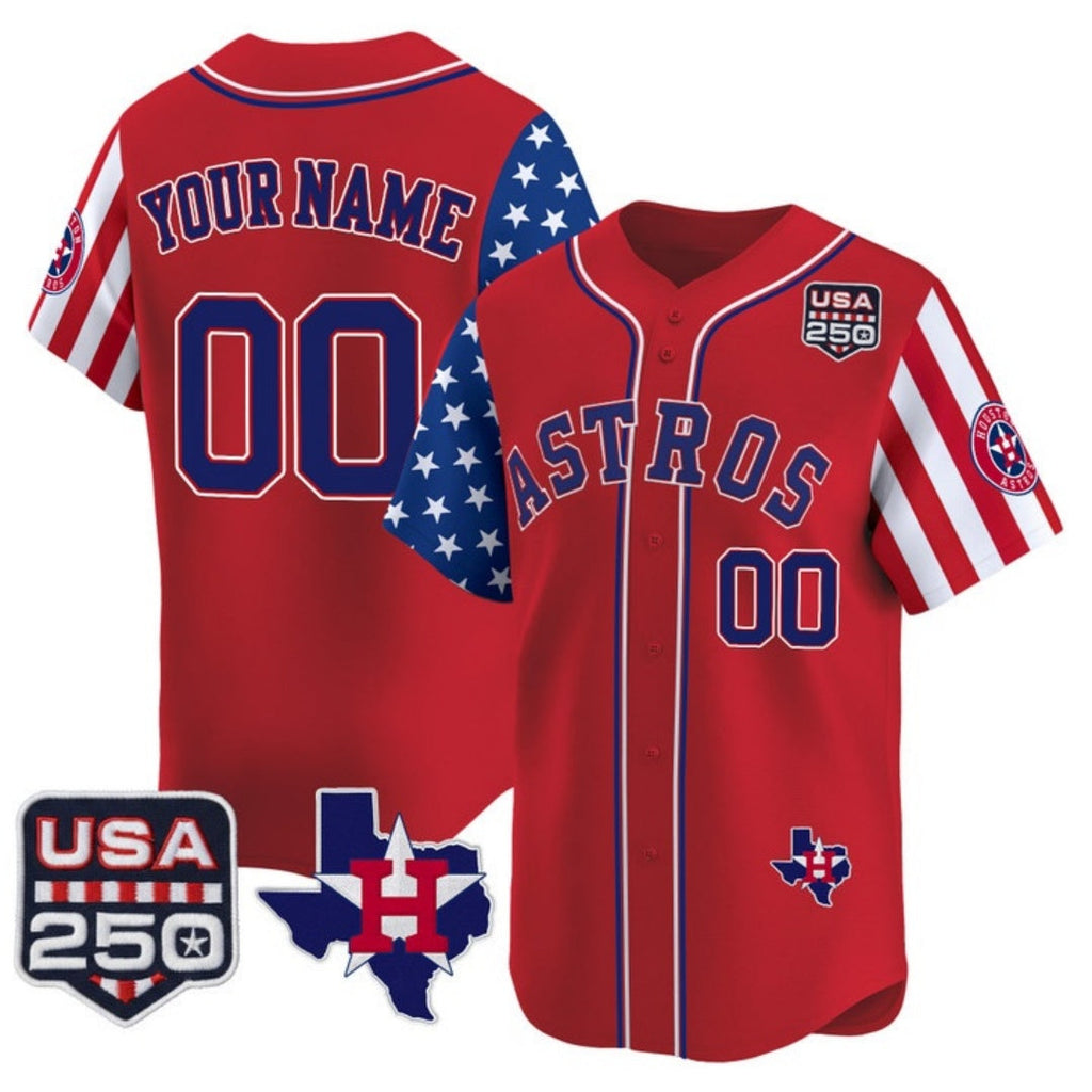 Custom Houston Astros America 250 Edition Vapor Premier Limited Red Stitched Baseball Jersey