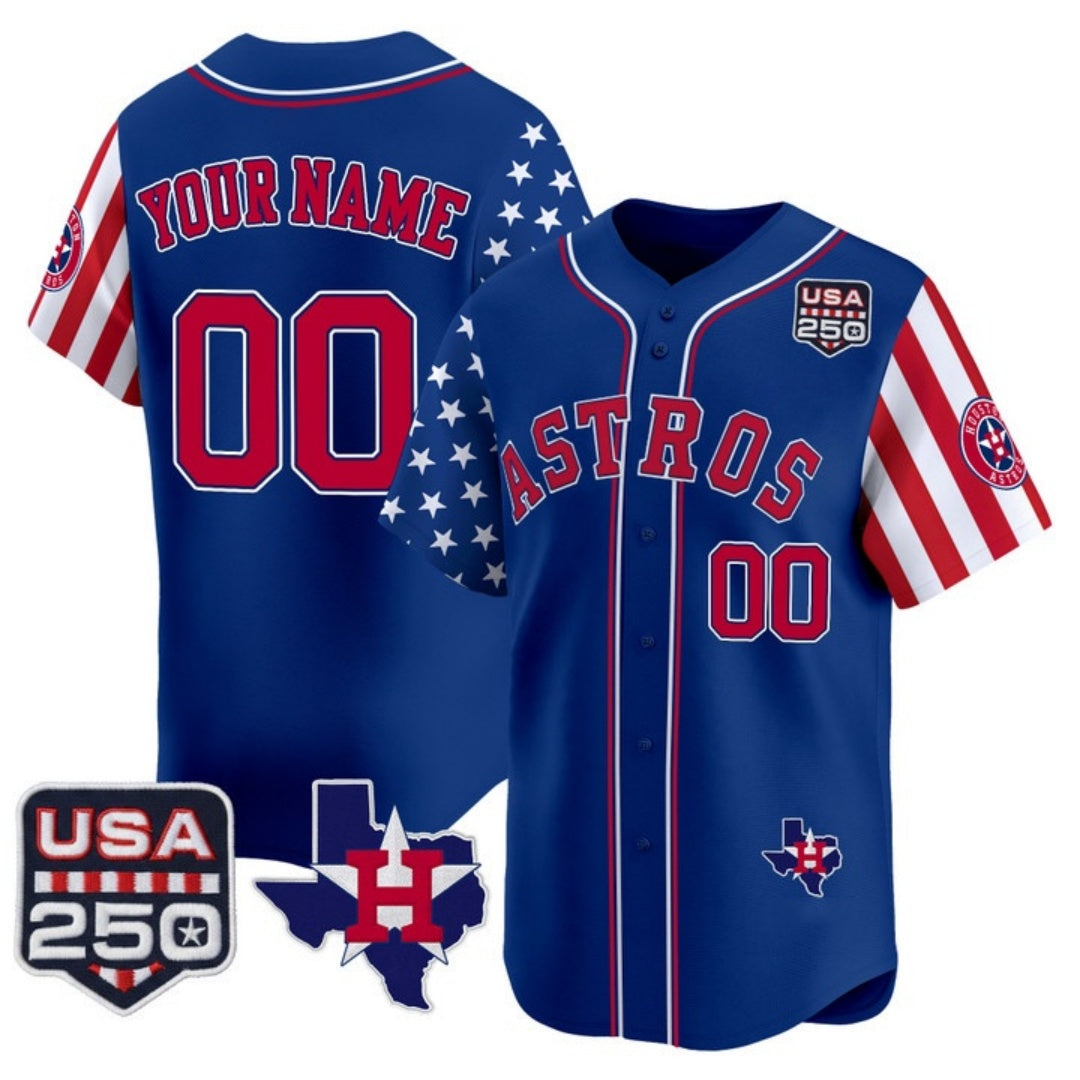 Custom Houston Astros America 250 Edition Vapor Premier Limited Royal Stitched Baseball Jersey