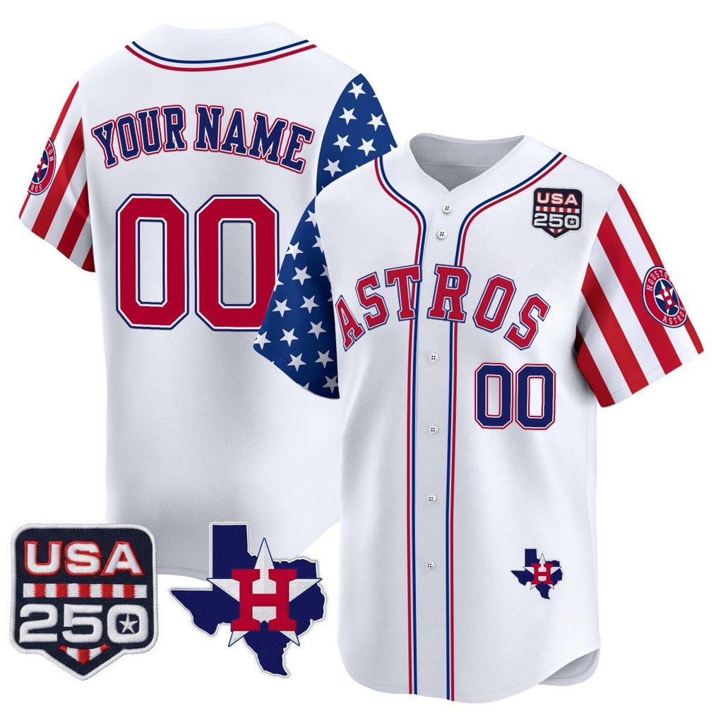Custom Houston Astros America 250 Edition Vapor Premier Limited White Stitched Baseball Jersey