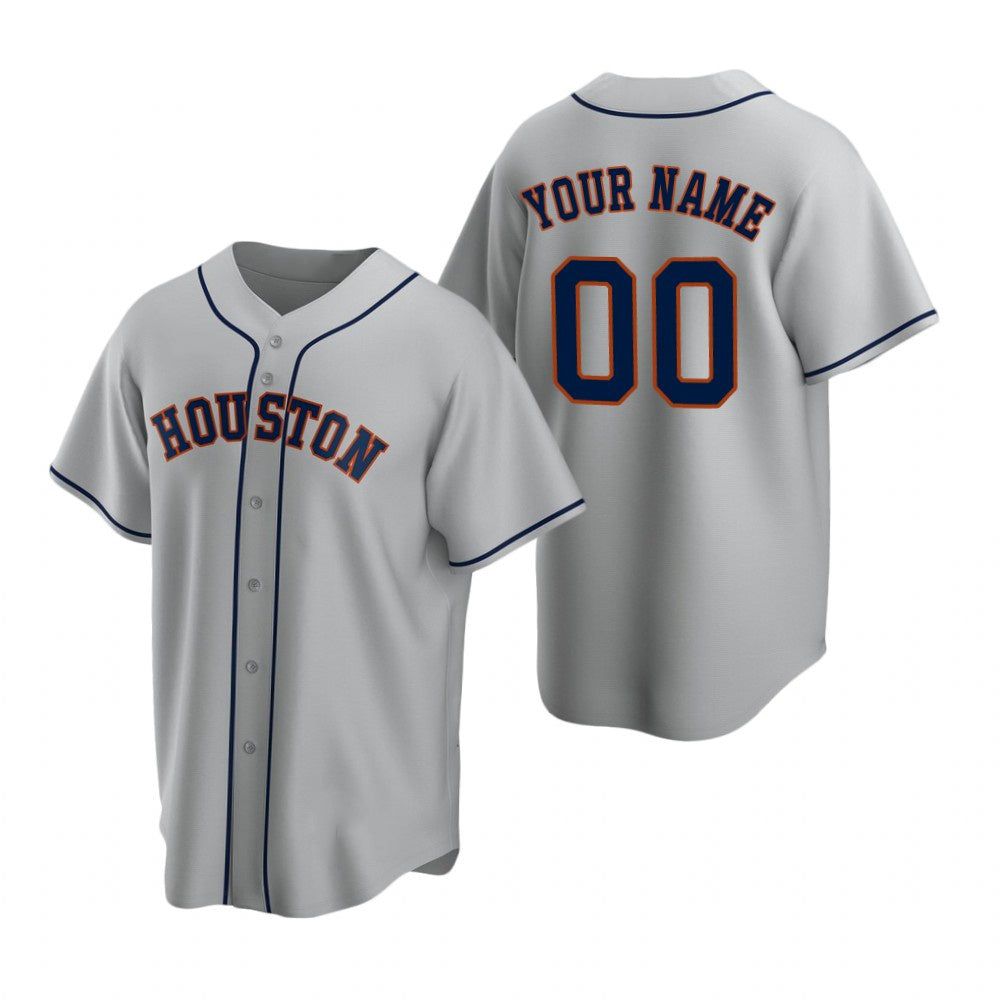 Custom Houston Astros Gray Stitched Cool Base Road Baseball Jersey