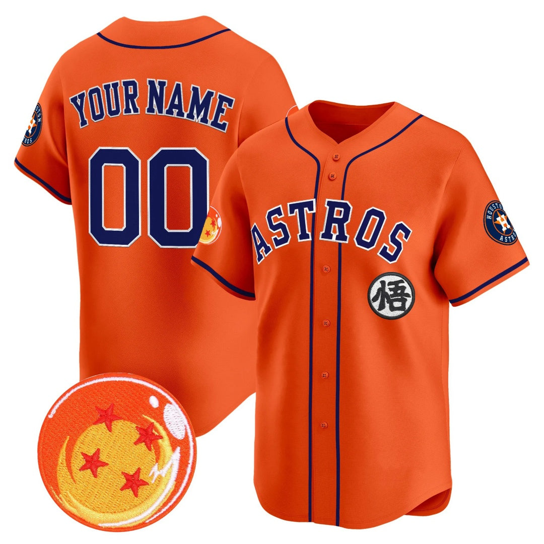 Custom Houston Astros x Dragon Ball Orange Vapor Premier Limited Jersey - All Stitched Baseball Jersey
