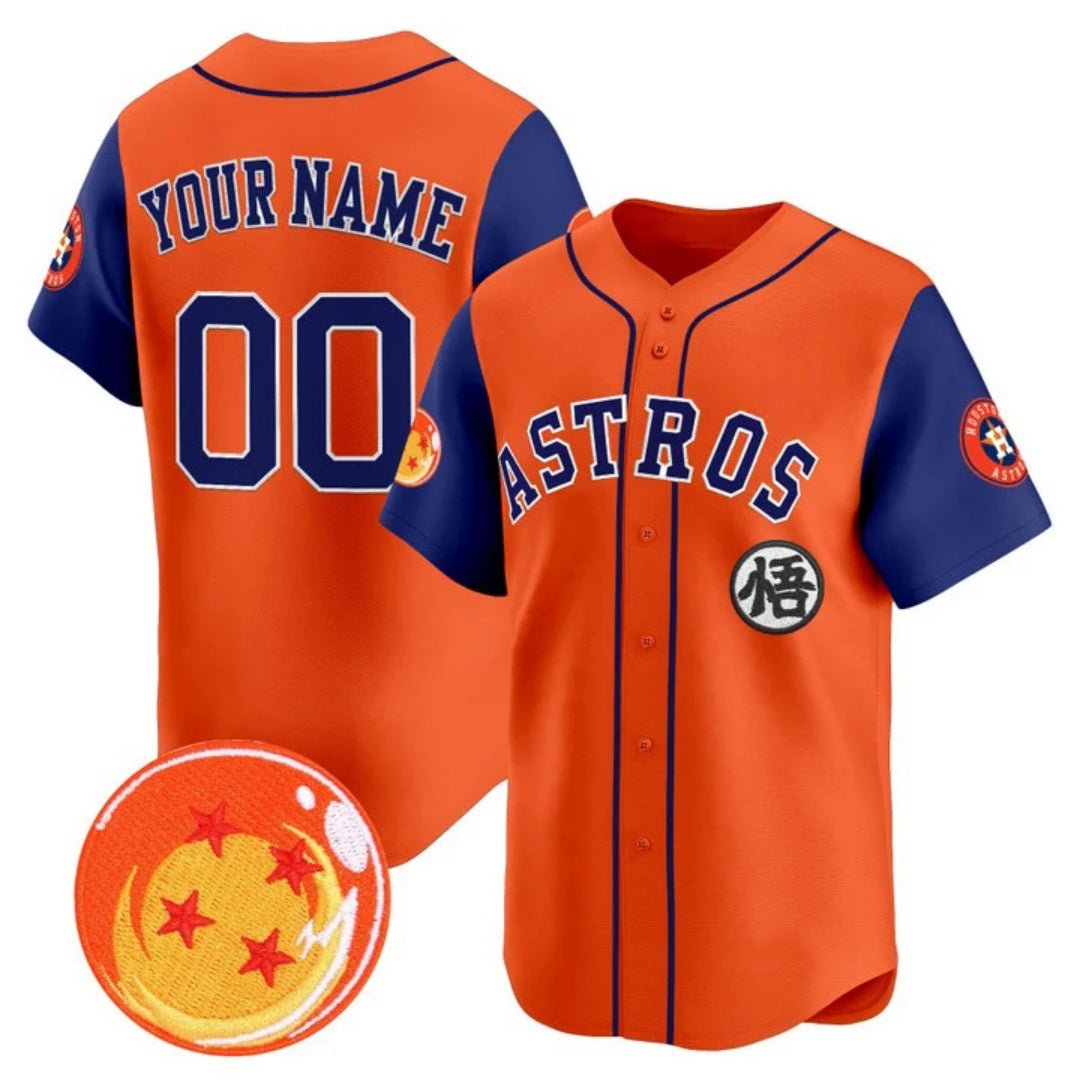 Custom Houston Astros x Dragon Ball Royal Orange Vapor Premier Limited Jersey - All Stitched Baseball Jersey