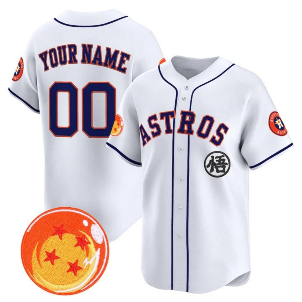 Custom Houston Astros x Dragon Ball White Vapor Premier Limited Jersey - All Stitched Baseball Jersey