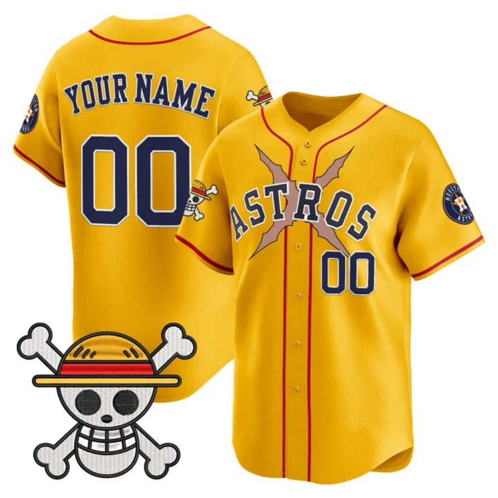 Custom Houston Astros x One Piece Gold Vapor Premier Limited Jersey - Stitched Baseball Jersey