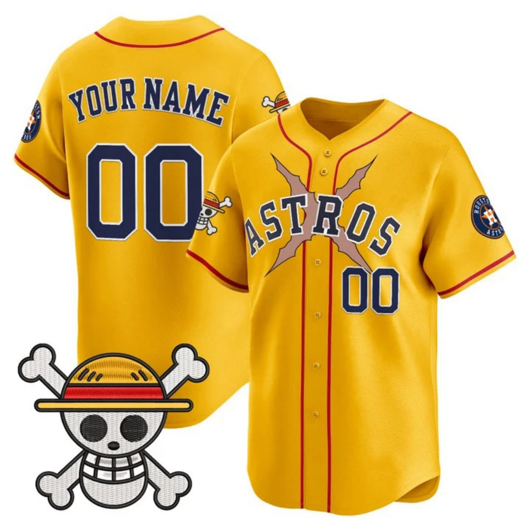 Custom Houston Astros x One Piece Gold Vapor Premier Limited Jersey - Stitched Baseball Jersey