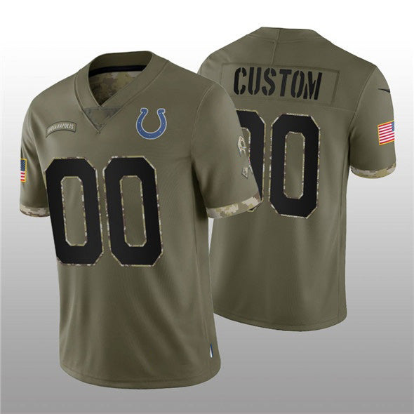 Custom IN.Colts ACTIVE PLAYER 2022 Olive Salute To Service Limited Stitched Jersey