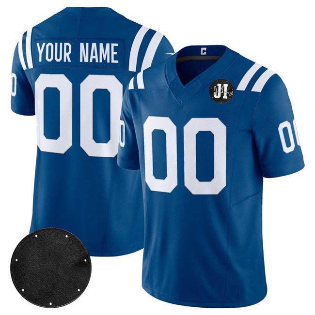 Custom IN.Colts Active Player Blue 2025 F.U.S.E. Jim Irsay Patch Vapor Limited Stitched Jersey