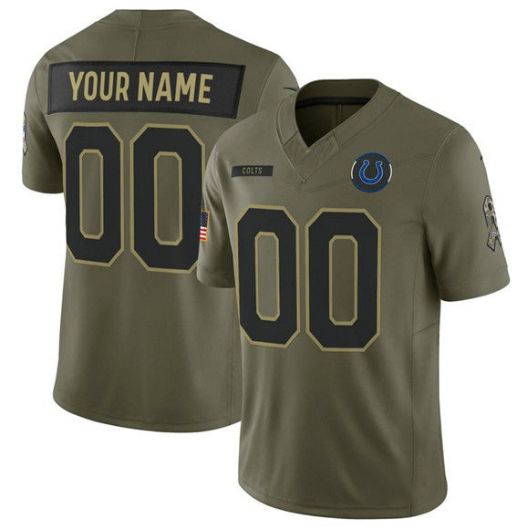 Custom IN.Colts Active Player Olive 2025 F.U.S.E. Salute to Service Limited Stitched Jersey
