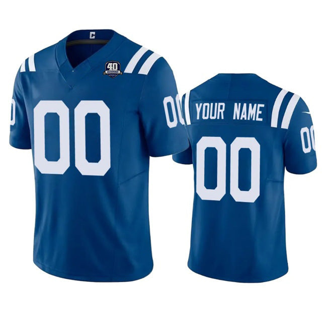 Custom IN.Colts Blue 2023 F.U.S.E 40th Anniversary Vapor Untouchable Stitched Jersey