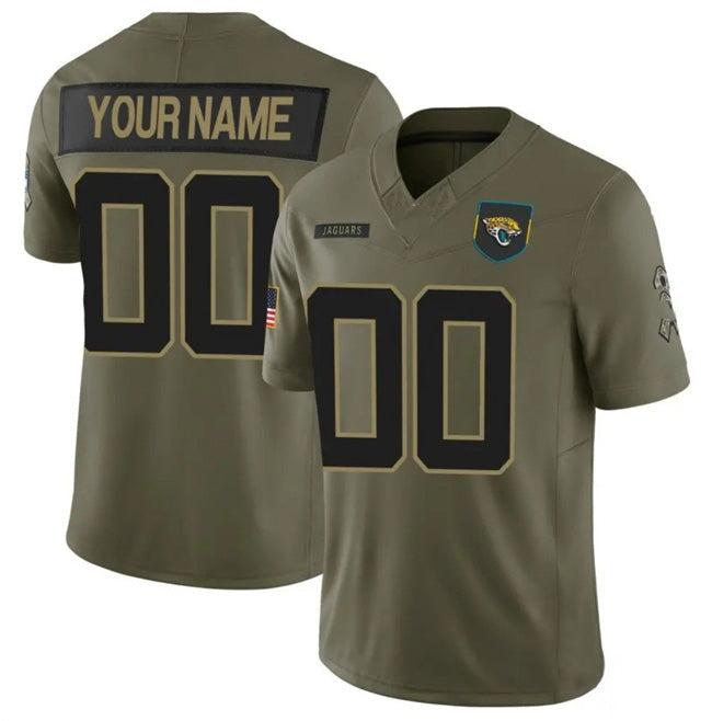 Custom J.Jaguars Active Player Olive 2025 F.U.S.E. Salute to Service Limited Stitched Jersey
