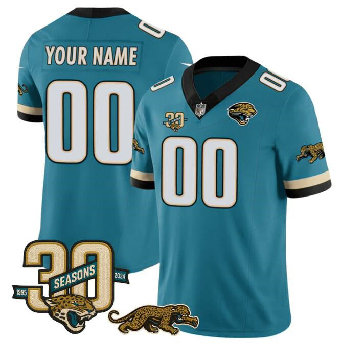 Custom J.Jaguars Active Player Teal F.U.S.E With 30th Seasons Patch Vapor Limited Stitched Jersey
