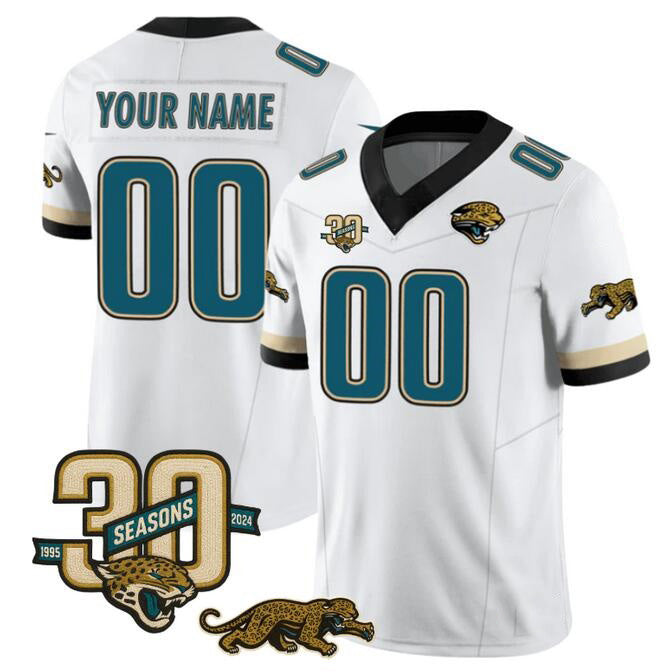 Custom J.Jaguars Active Player White F.U.S.E. With 30th Seasons Patch Vapor Limited Stitched Jersey