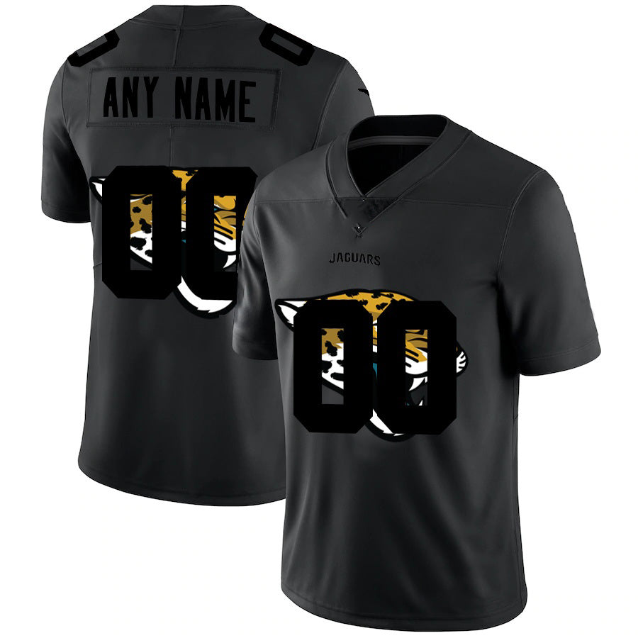 Custom J.Jaguars Black Team Logo Dual Overlap Limited Jersey