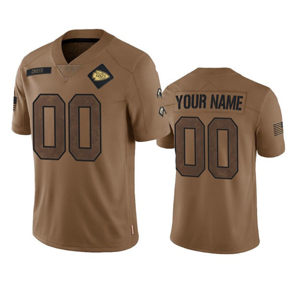 Custom KC.Chiefs Active Player 2023 Brown Salute To Service Limited Stitched Jersey