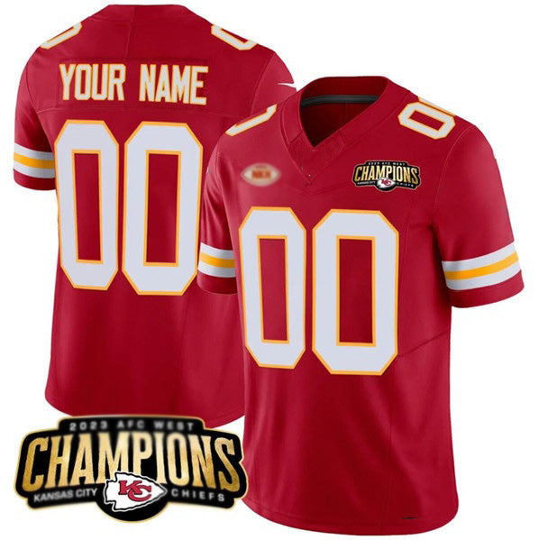 Custom KC.Chiefs Active Player Red 2023 F.U.S.E. AFC West Champions With NKH Patch Vapor Untouchable Limited Stitched Jersey