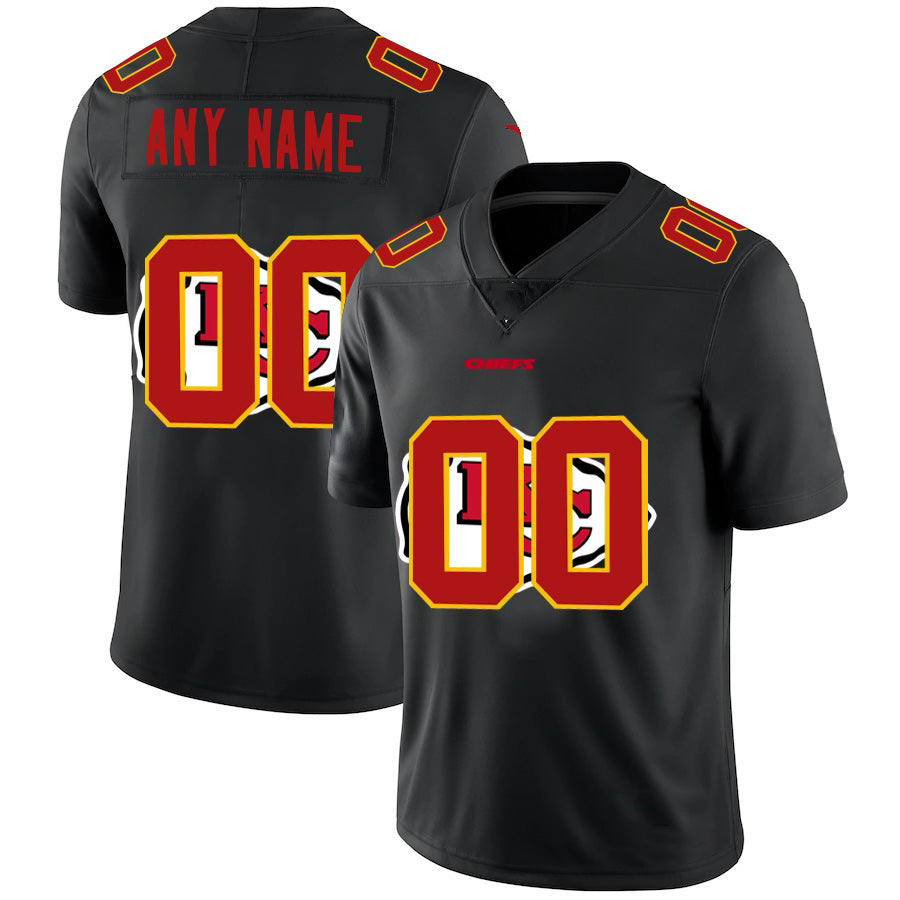 Custom KC.Chiefs Black Team Logo Dual Overlap Limited Jersey