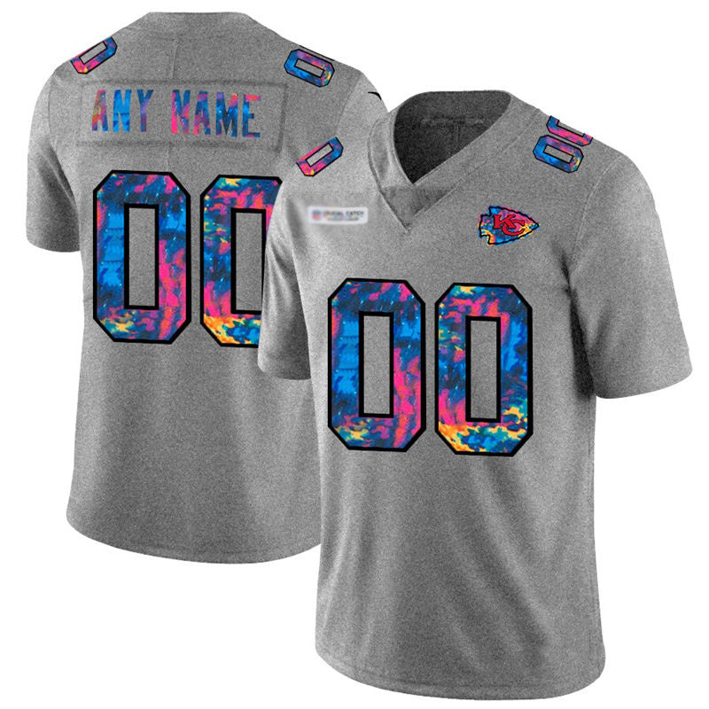Custom KC.Chiefs Gray Multi-Color 2020 Crucial Catch Vapor Untouchable Limited Jersey