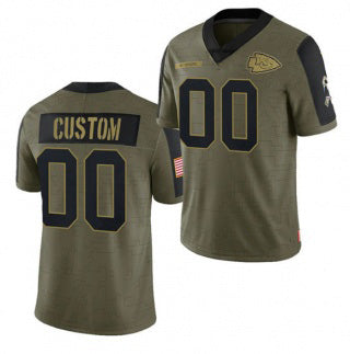 Custom KC.Chiefs Olive ACTIVE PLAYER 2021 Salute To Service Limited Stitched Jersey