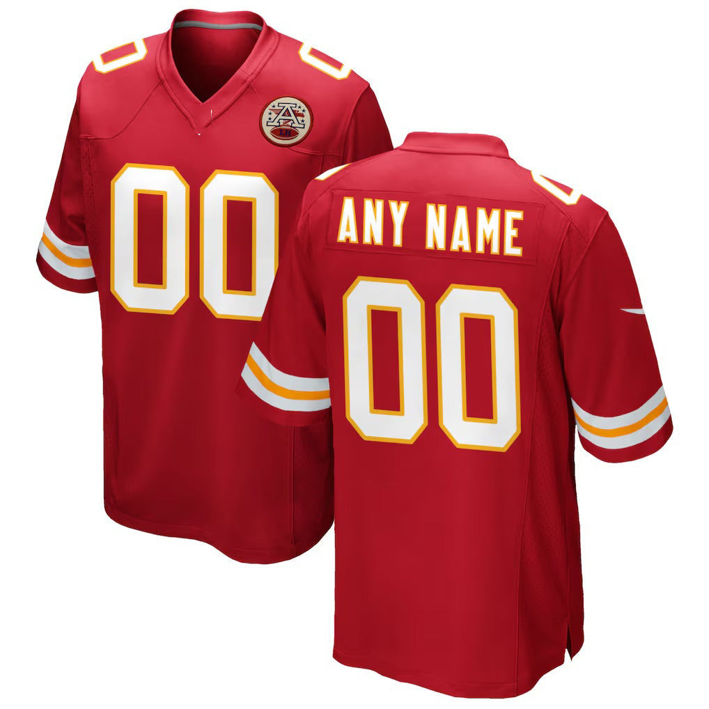 Custom KC.Chiefs Red Game Jersey