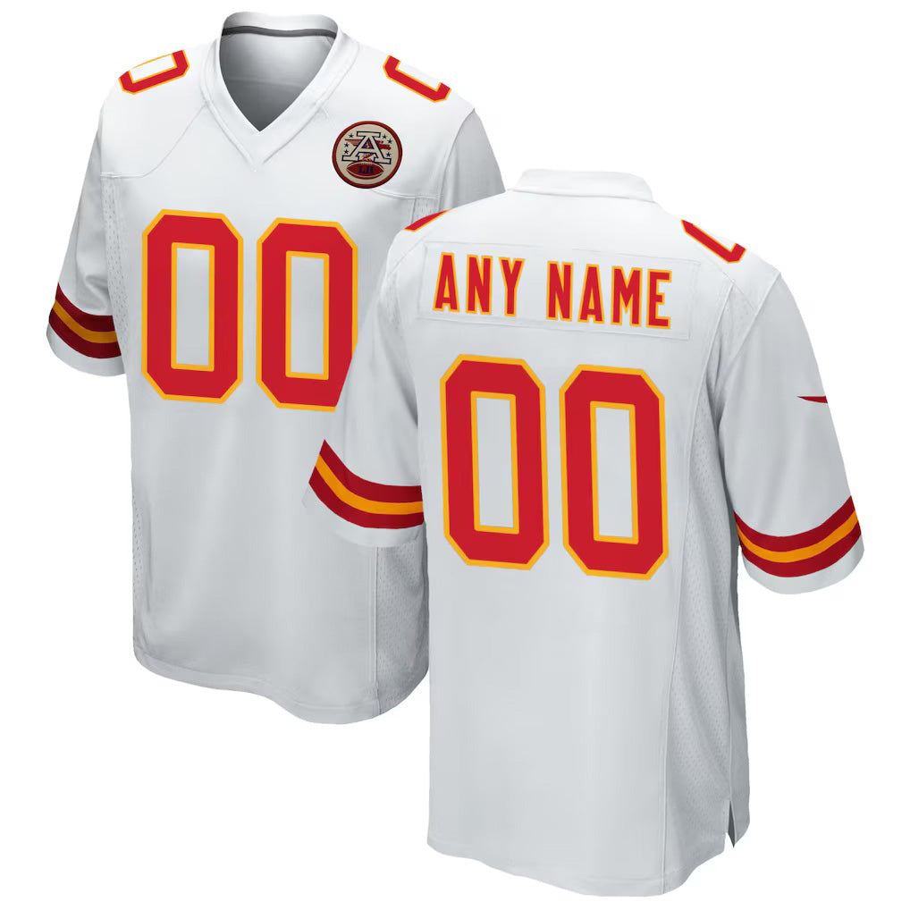 Custom KC.Chiefs White Game Jersey