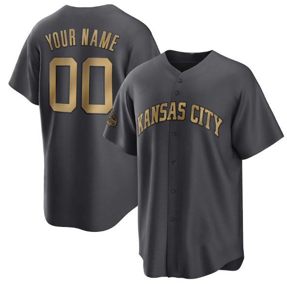 Custom Kansas City Royals Active Player Charcoal 2022 All-Star Cool Base Stitched Baseball Jersey