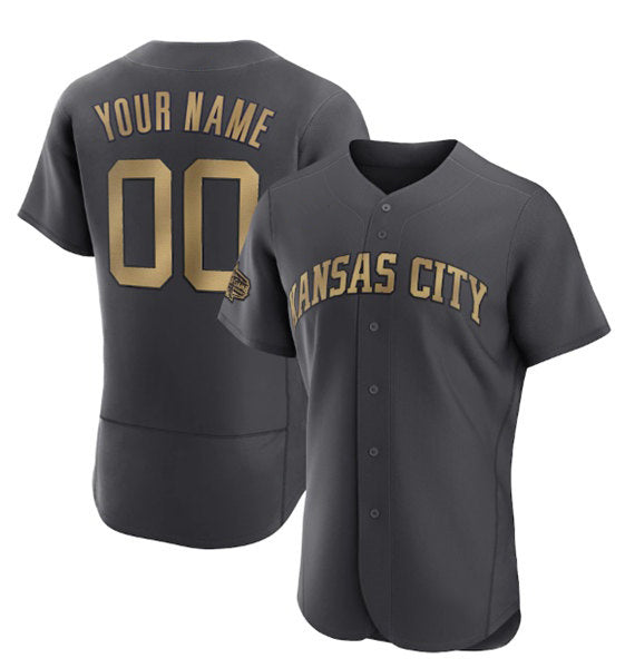 Custom Kansas City Royals Active Player Charcoal 2022 All-Star Flex Base Stitched Baseball Jersey