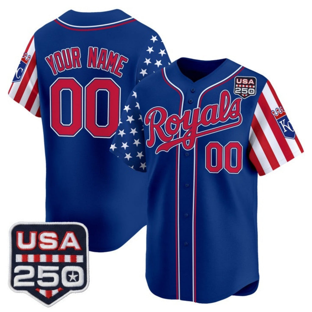 Custom Kansas City Royals America 250 Edition Vapor Premier Limited Royal Stitched Baseball Jersey