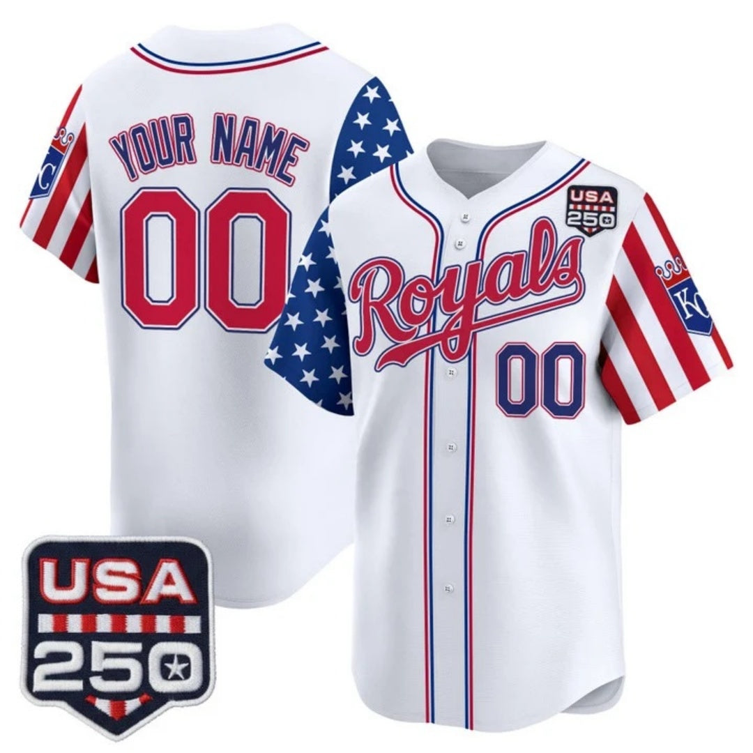 Custom Kansas City Royals America 250 Edition Vapor Premier Limited White  Stitched Baseball Jersey