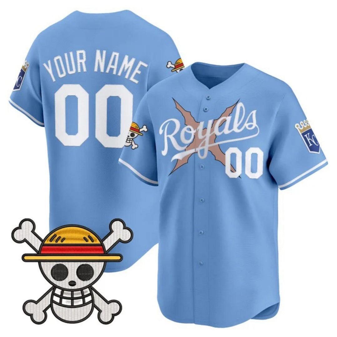 Custom Kansas City Royals x One Piece Blue Vapor Premier Limited Jersey - Stitched Baseball Jersey