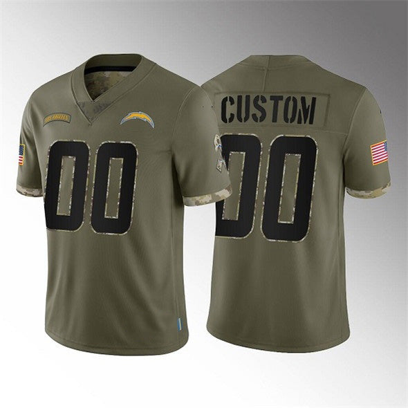 Custom LA.Chargers ACTIVE PLAYER 2022 Olive Salute To Service Limited Stitched Jersey