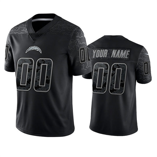Custom LA.Chargers Active Player Black Reflective Limited Stitched Jersey