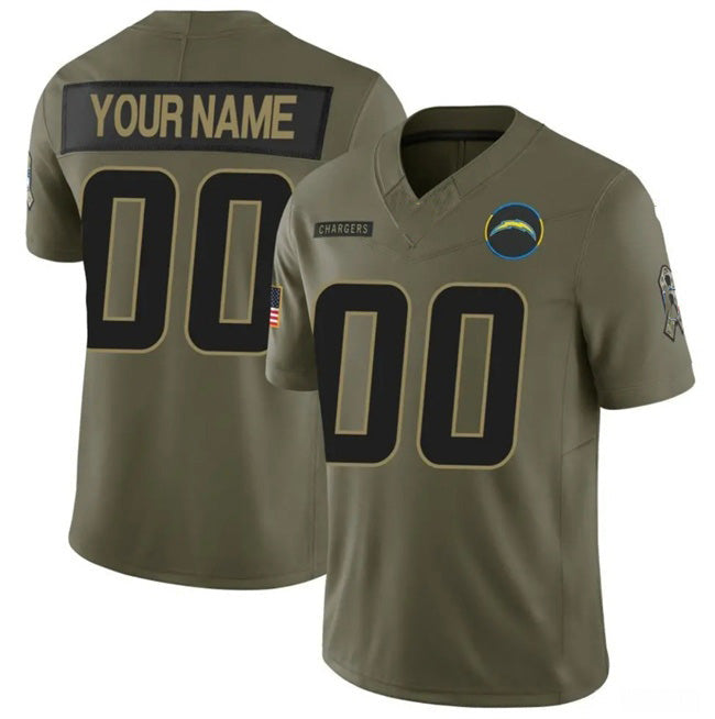 Custom LA.Chargers Active Player Olive 2025 F.U.S.E. Salute to Service Limited Stitched Jersey