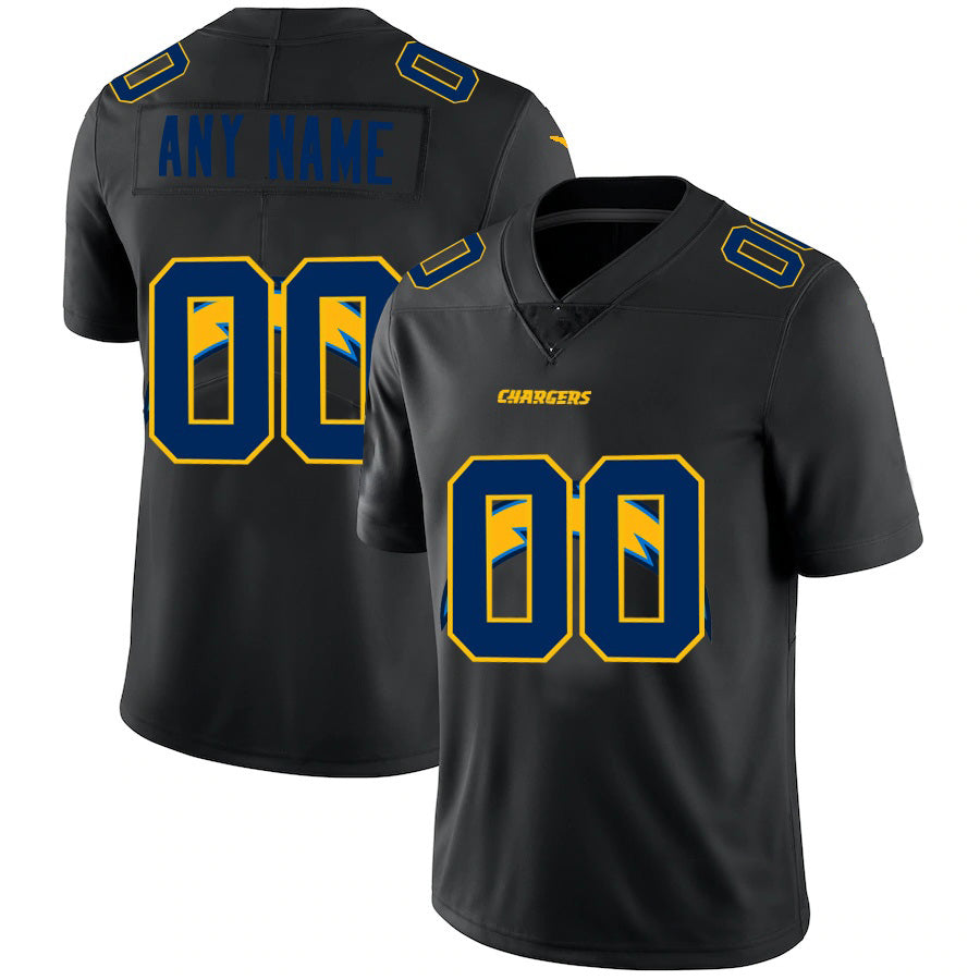 Custom LA.Chargers Black Team Logo Dual Overlap Limited Jersey