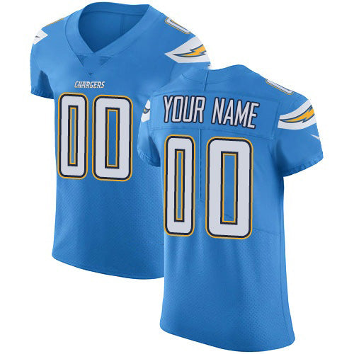 Custom LA.Chargers Electric Blue Vapor Untouchable Elite Stitched Jersey