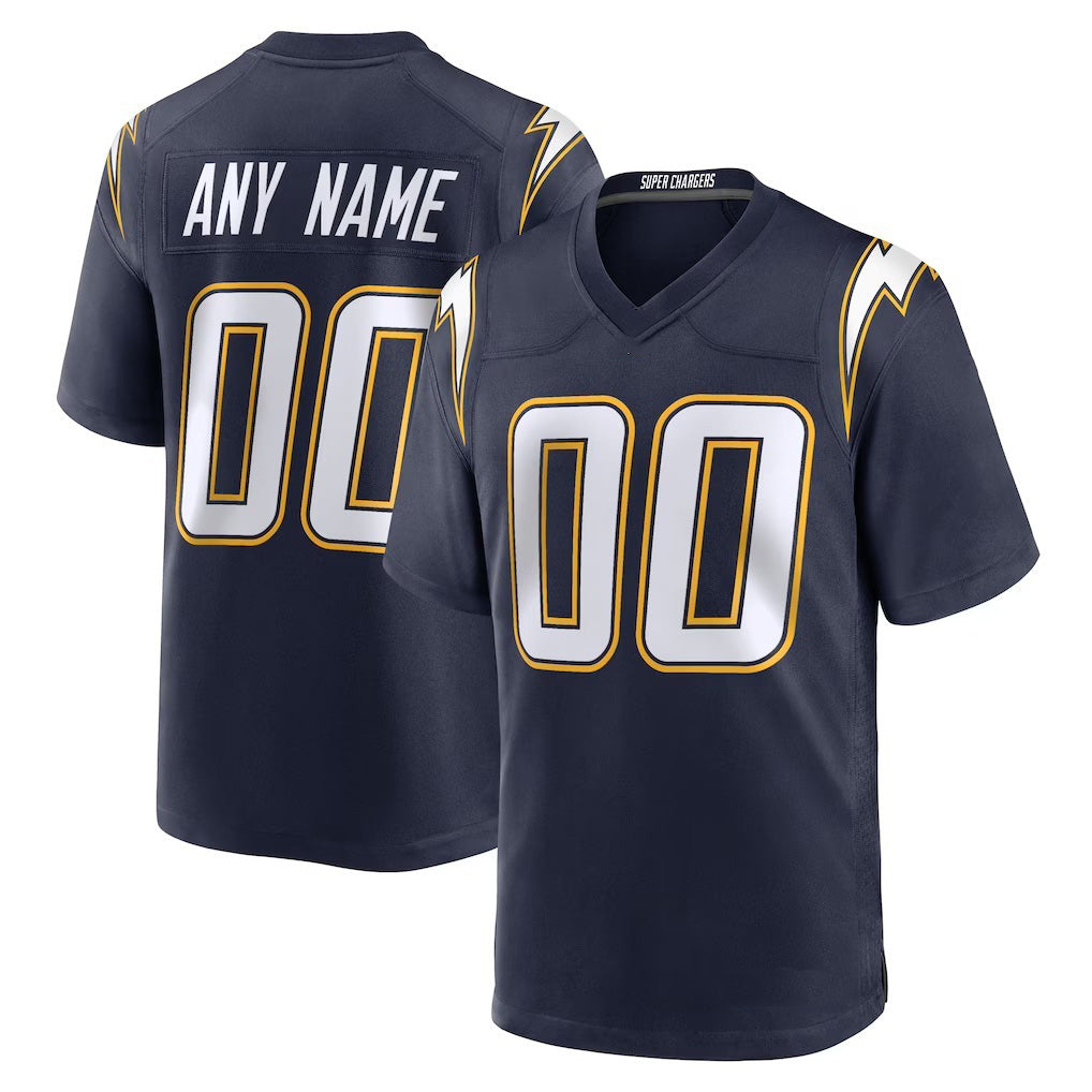 Custom LA.Chargers Navy Alternate Super Chargers Game Jersey