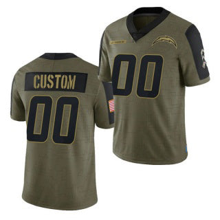 Custom LA.Chargers Olive ACTIVE PLAYER 2021 Salute To Service Limited Stitched Jersey