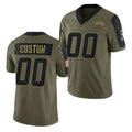 Custom LA.Chargers Olive ACTIVE PLAYER 2021 Salute To Service Limited Stitched Jersey