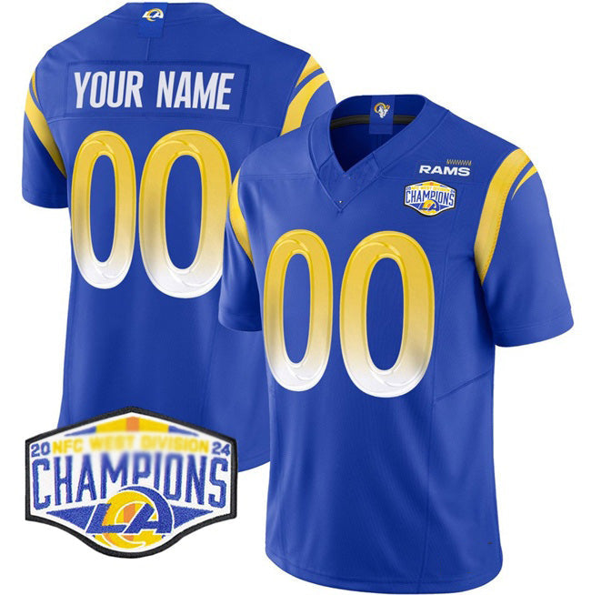 Custom LA.Rams Active Player Blue 2024 NFC West Champions F.U.S.E. Vapor Untouchable Stitched Jersey