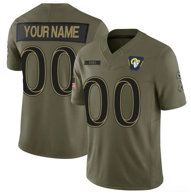 Custom LA.Rams Active Player Olive 2025 F.U.S.E. Salute to Service Limited Stitched Jersey